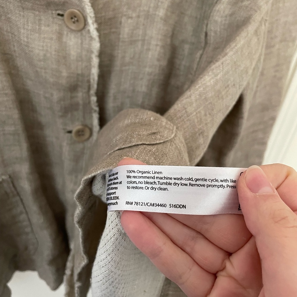 Eileen Fisher Linen Lightweight Blazer Jacket Neutral Beige Tan Lagenlook XL - Picture 5 of 5
